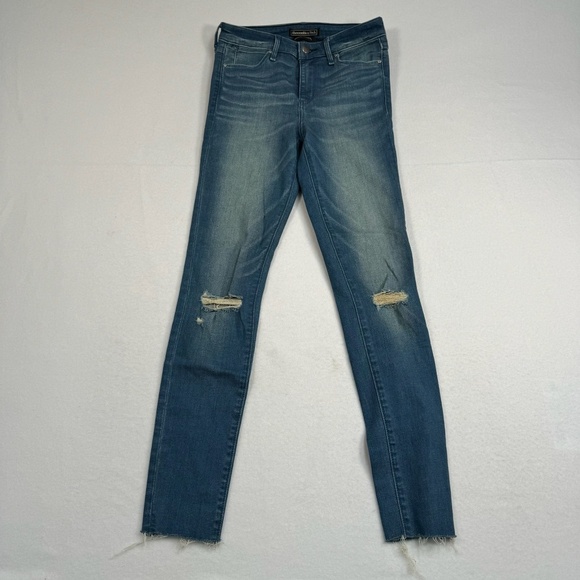 Abercrombie Fitch Signature Collection Skinny Jean Womens Sz 25 Mid Rise M Wash - Picture 2 of 16